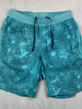 Lululemon Mens Swim Trunks Large Blue Water T.H.E. Short H2O Mesh Lined 10"